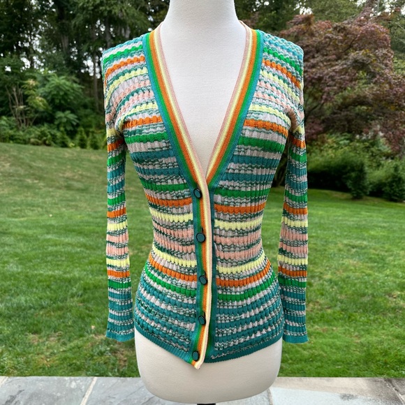 M Missoni  Twin Set, Cardigan, Sweater, Top Size 42, Green, Orange, Yellow - Picture 1 of 15